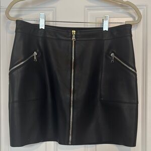 Express Zippered Front Faux Leather Black Mini Skirt